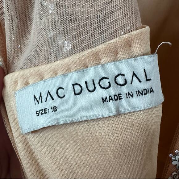 Mac Duggal Pink Embellished Illusion High Neck Long Sleeve A Line Gown Size 18 - Picture 8 of 13